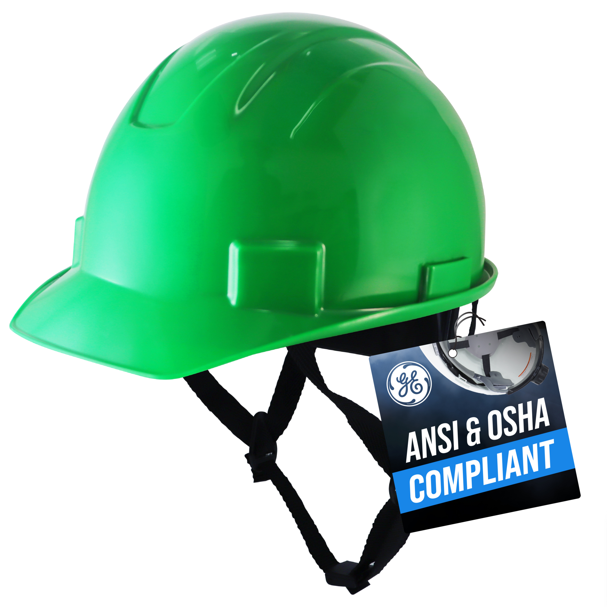 General Electric, Hard Hat Safety Helmet, NonVented, One Size, Green, Model# GH327N
